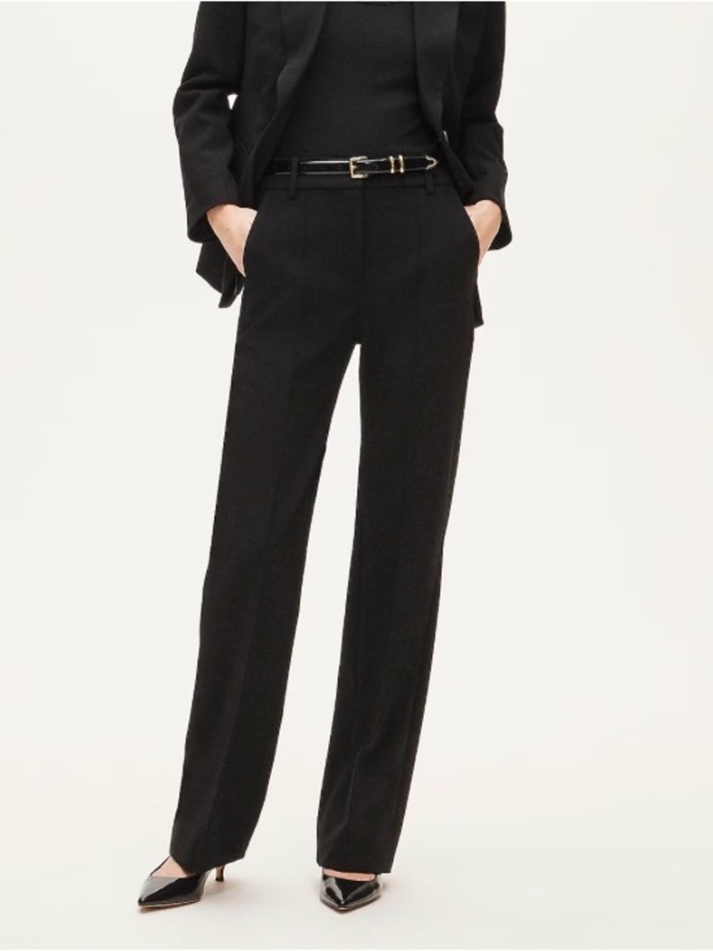 J Crew Sz 4Tall Classic Black Wool Straight-Leg Dress Pants